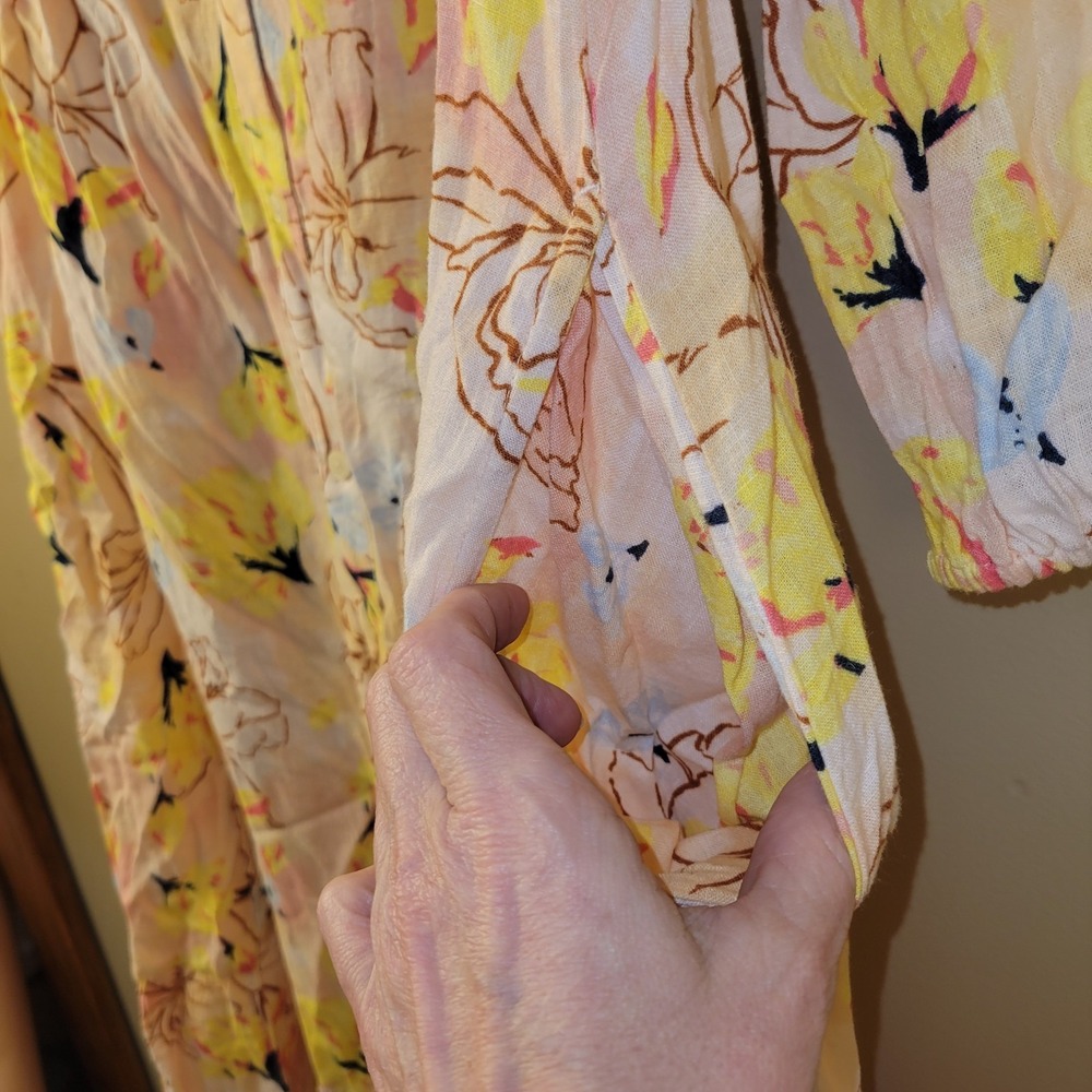 Style & Co Floral Midi Dress 1X Pink Yellow Button Front Long Sleeve Boho... - Picture 10 of 11